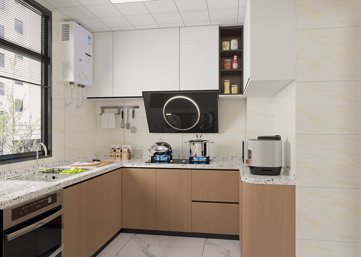 恒大綠洲80m&sup2;北歐風(fēng)案例-廚房效果圖