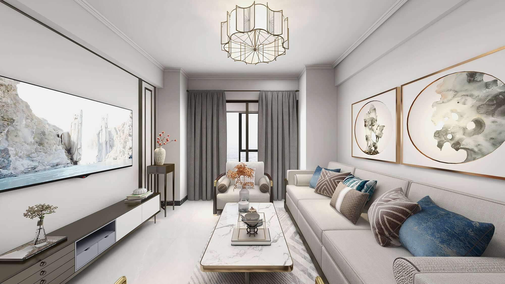 大學(xué)公園里72㎡新中式風格案例