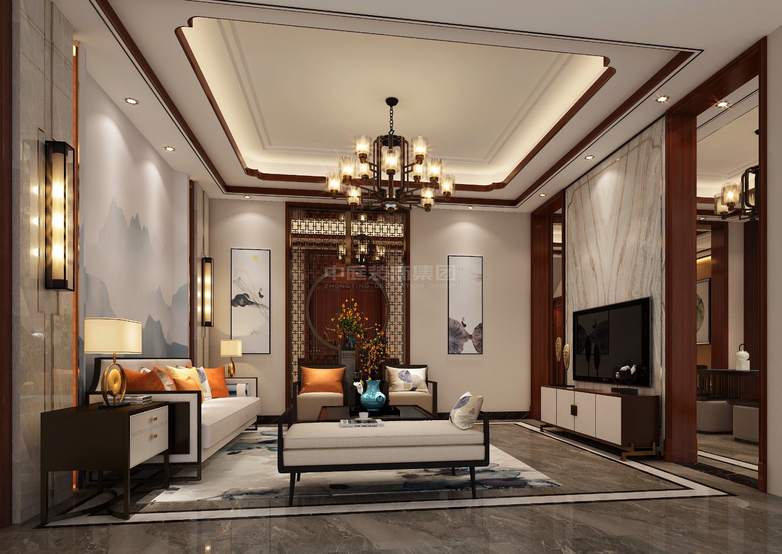 盛邦瓏湖125m&sup2;新中式風(fēng)格案例